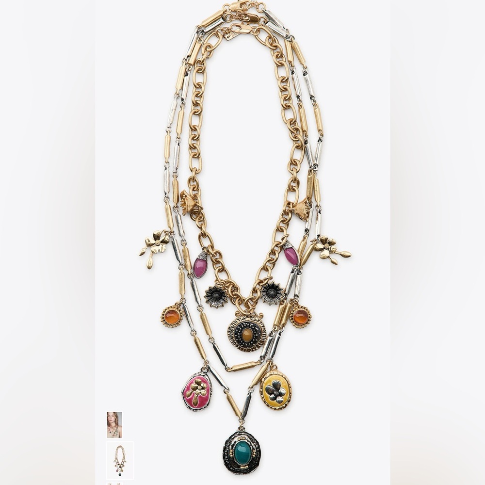 ZARA 3 packs of combined charm necklaces Multi-Layered Gold and Silver.